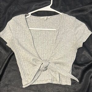 Forever 21 Gray Ribbed Crop Blouse